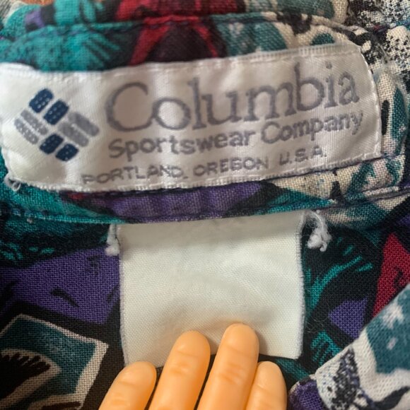 Vintage Men's Columbia Fish Print Short Sleeve Button Down Shirt GUC - Picture 3 of 13